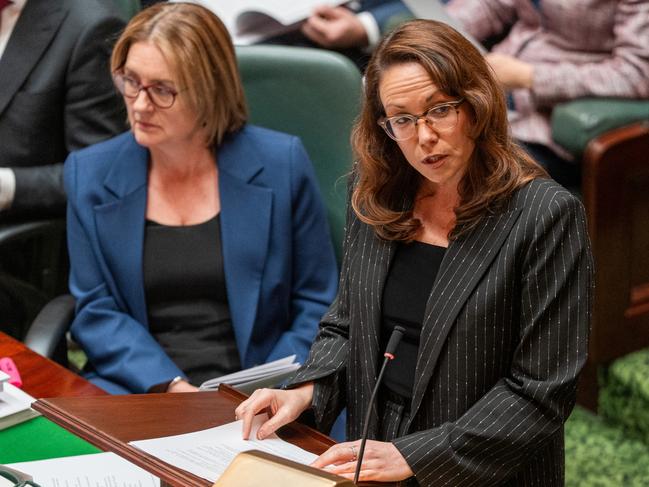 Victorian Treasurer Jaclyn Symes delivers her first budget speech. Picture: Getty