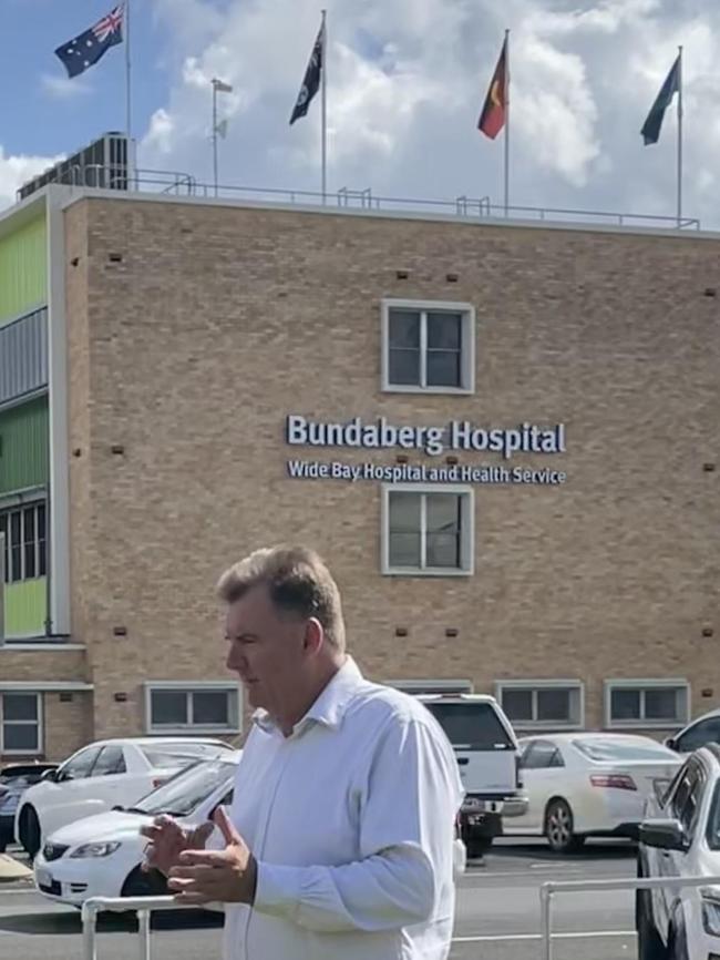 Mr Bennett outside Bundaberg Hospital.