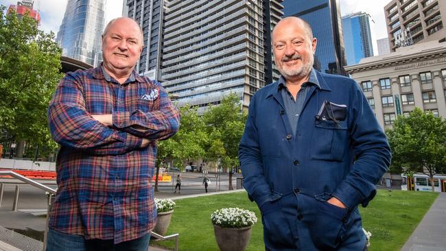 3AW breakfast hosts Ross Stevenson and Russel Howcroft are dominating the airwaves. Picture: Jason Edwards