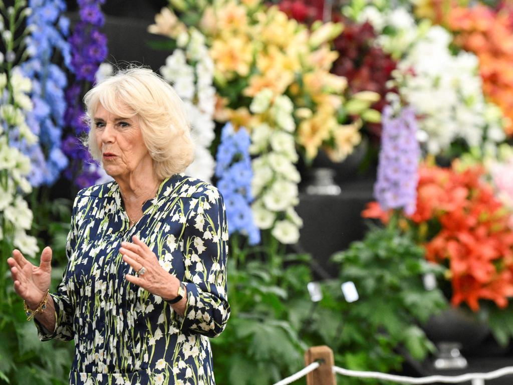 Queen Camilla during a visit to the 2023 RHS Chelsea Flower Show in London on May 22. Picture: Toby Melville / POOL / AFP