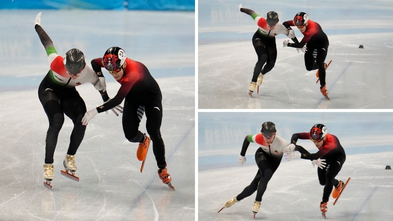 Did Ren Ziwei (right) grab onto Shaolin Liu? Photo: Getty Images