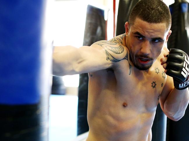 Pictured is UFC Fighter Robert Whittaker during training in Padstow today. He will be the leading Australian fighter on Saturday week's UFC Sydney card. Photo: Tim Hunter.