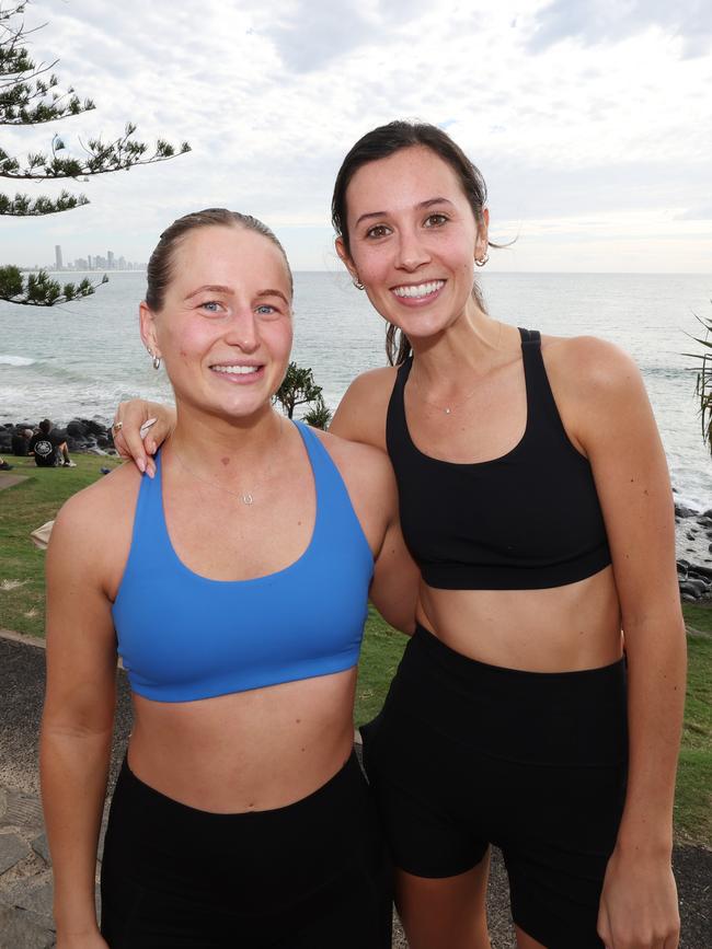 Montana Ledgar and Abby Skeen at the Surf of Origin at Burleigh Beach. Picture: Annette Dew