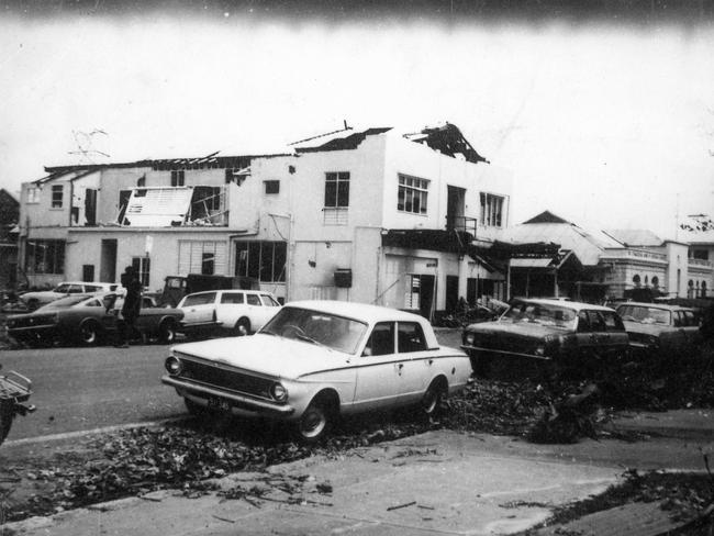 Cyclone Tracy caused major destruction to Darwin. Darwin police station pictured after Cyclone Tracy. Picture: Kerry Byrnes.