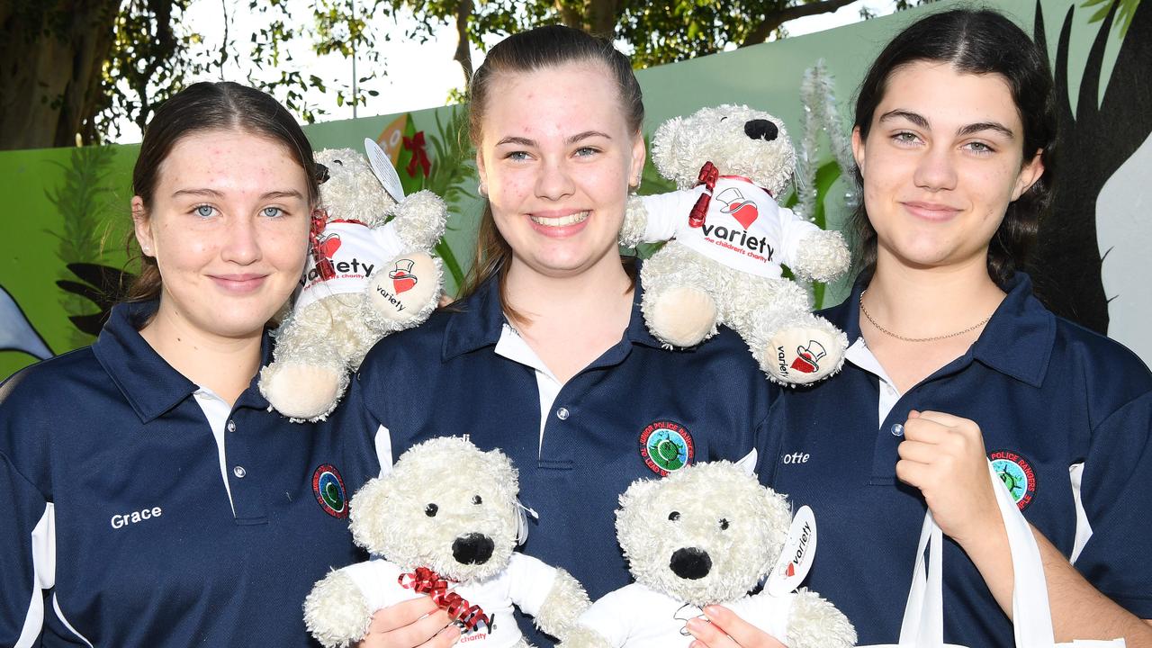 Charlotte Comitalo, Heidi Gohery and Grace Underhill at the Darwin Santa Fun Run in July at Mindil Beach. Picture Katrina Bridgeford