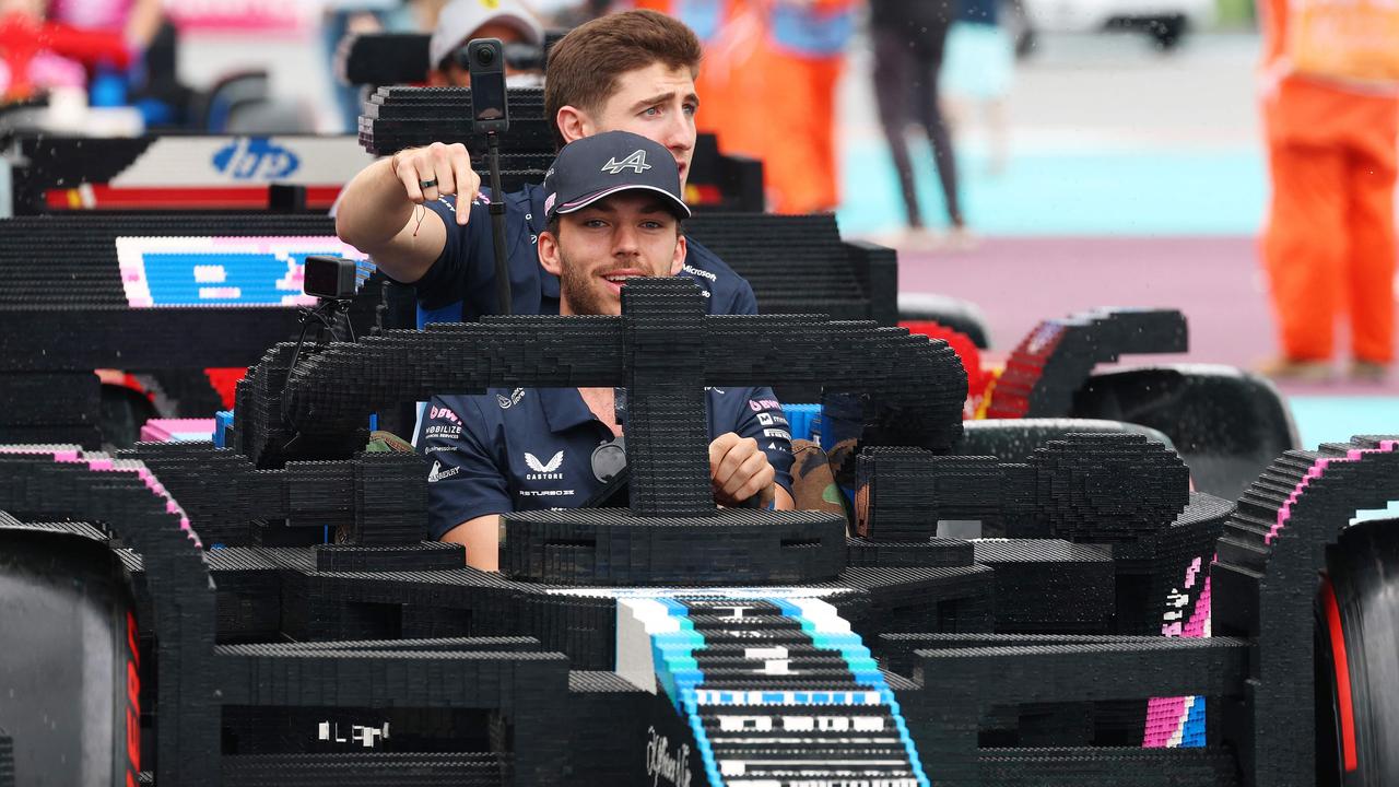 Alpine’s Pierre Gasly and Jack Doohan won the Lego race. Photo: Mark Thompson/Getty Images/AFP.