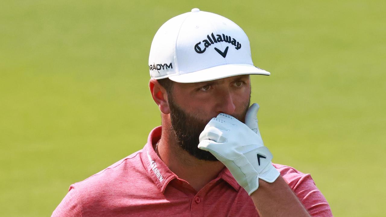 PUERTO VALLARTA, MEXICO - APRIL 30: Jon Rahm of Spain gestures as he walks to the green of the 18th hole during the final round of the Mexico Open at Vidanta on April 30, 2023 in Puerto Vallarta, Jalisco. (Photo by Fernando de Dios/Getty Images)