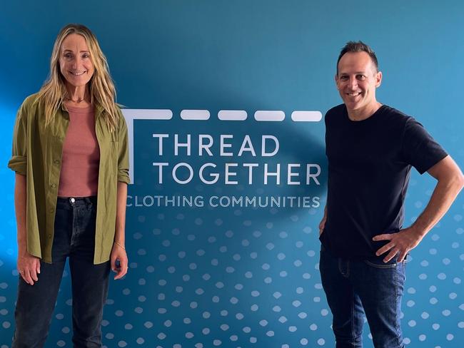 Thread Together founder Andie Halas and the charity's CEO Anthony Chesler have set up the Lismore Clothing Hub at the Lismore Showgrounds.