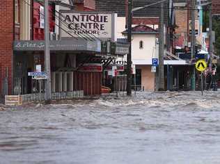 Lismore CBD was flooded after the Wilson River breached its banks early Friday, March 31, 2017. Picture: AAP Image/Dave Hunt