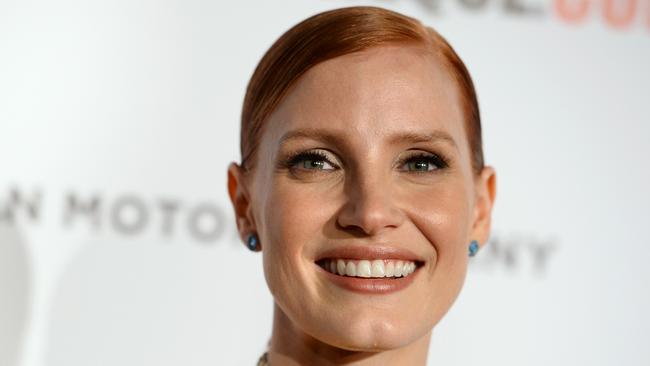 Jessica Chastain arrives at the 28th annual American Cinematheque award ceremony honoring Matthew McConaughey at the Beverly Hilton Hotel on Tuesday, Oct. 21, 2014, in Beverly Hills, Calif. (Photo by Jordan Strauss/Invision/AP)