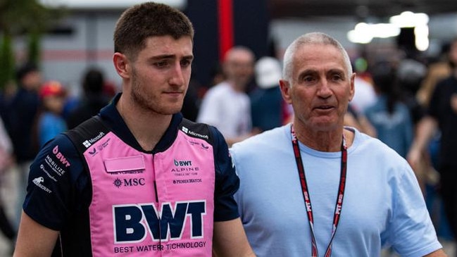 Jack Doohan walks in the paddock with his father, Mick Doohan. Photo by Kym Illman/Getty Images.