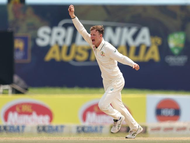 Matthew Kuhnemann has 4-52 in the second innings, and 16 wickets in this series. Picture: Getty Images