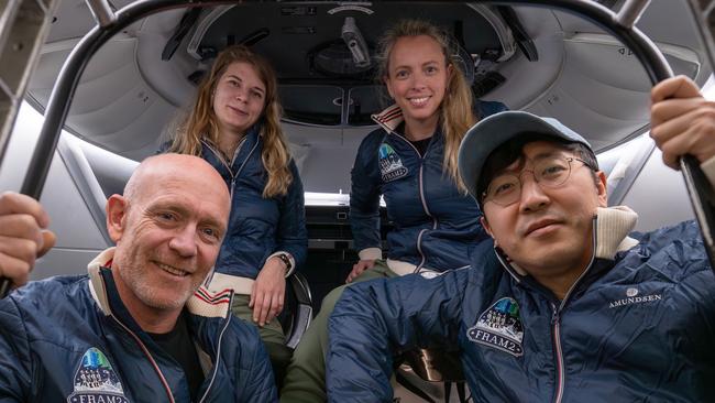 Crew members, from left: Australian polar explorer, adventurer and now astronaut Eric Philips, Rabea Rogge of Germany, Jannicke Mikkelsen from Norway and Chun Wang from Malta and China. Picture: supplied