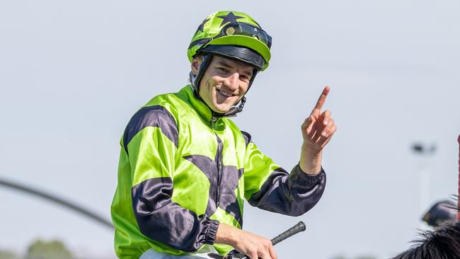 Ben Price celebrates a winner in March. Picture: Makoto Kaneko