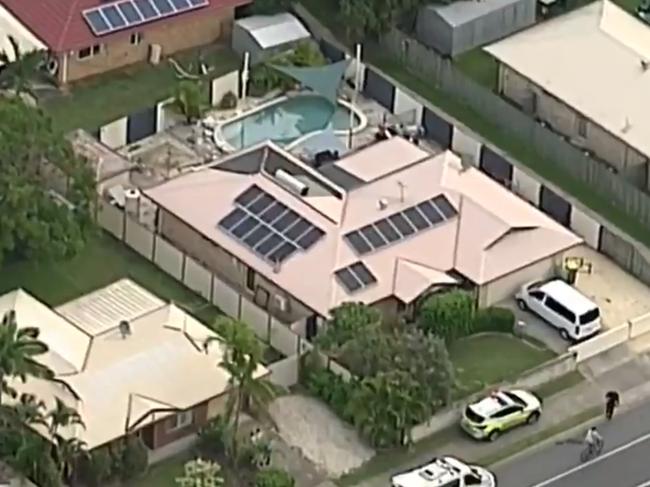 An aerial view of the house at Morayfield. Picture: Nine News