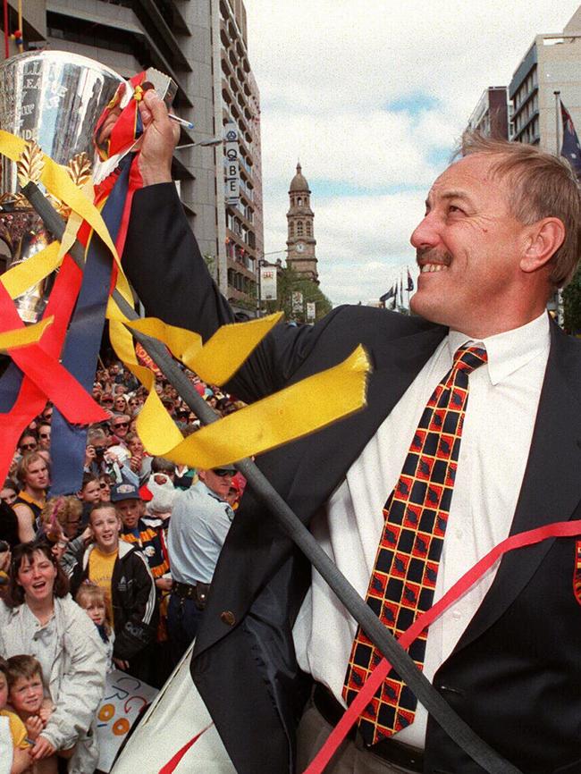 Coach Malcolm Blight with the premiership cup.