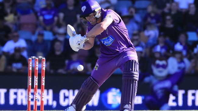 Hurricanes Captain Ben McDermott bats during the Big Bash League (BBL) cricket match between Hobart Hurricanes and Melbourne Renegades at Blundstone Arena on Christmas Eve last year. (AAP Image/Rob Blakers)