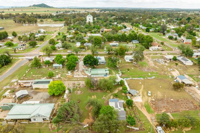 Huge storms late Sunday caused a massive flash flood in the middle of the night in Eugowra, with houses washed off their foundations, and cars and other items strewn though the town. Picture: Chris Watson/Farmpix Photography