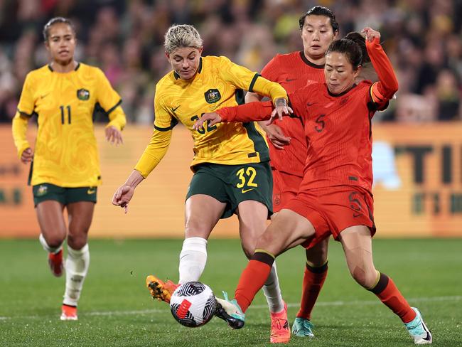 Michelle Heyman scored a late goal for Australia in a 1-1 draw with China. Picture: Getty Images