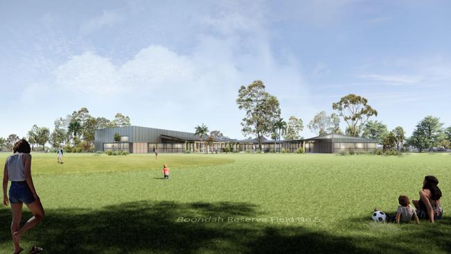 An artist's impression of the proposed new Warriewood Valley Community Centre at the corner of Pittwater and Jackson roads. Picture: Northern Beaches Council