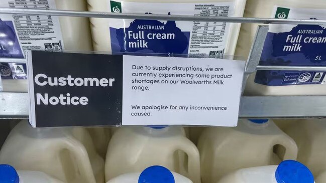 Woolworths last week rationed milk ahead of the dairy strike. Picture: Supplied