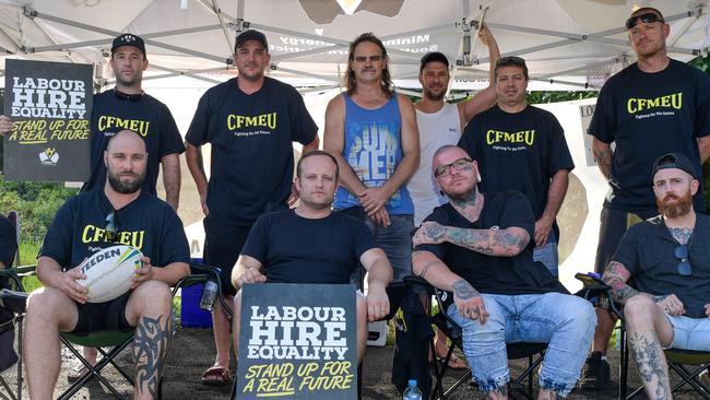 Wongawilli Colliery workers form a picket line outside the mine, south of Wollongong yesterday. Picture: Simon Bullard