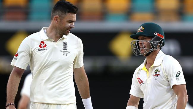 James Anderson vs David Warner in the first Test.