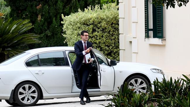 Speaker Dan Cregan arrives at Government House to present the Governor with the parliamentary motion. Picture: NCA NewsWire / Kelly Barnes