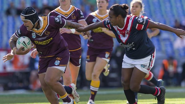 Rona Peters takes a run for the Broncos during the NRLW grand final against the Roosters. Picture: AAP Image