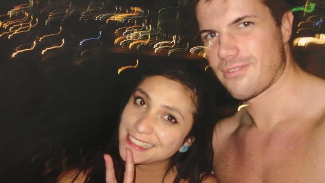 Gable Tostee and Warriena Wright inside his 14th floor Surfers Paradise apartment just hours before the New Zealand tourist plummeted to her death. Picture: AAP/ Supplied by Queensland Supreme Court