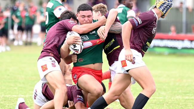 Wynnum Manly player Majah-Jose Peachey Connell Cup rugby league between Wynnum Manly and Burleigh Bears. Saturday February 24, 2024. Picture, John Gass