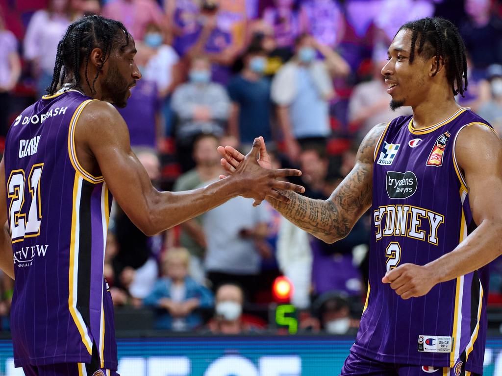 Ian Clark (L) has enjoyed playing alongside Kings star guard Jaylen Adams. Photo: Brett Hemmings/Getty Images)