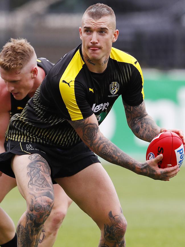 Dustin Martin on day one of pre-season training. Picture: Michael Klein