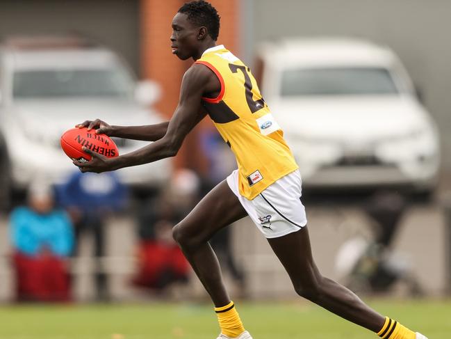 A ruckman who plays like a rover: Mac Andrew on the move for the Stingrays. Pic: AFL Photos