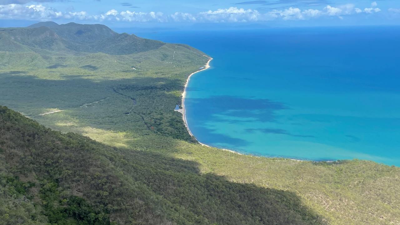 View from the top of the Macalister Range overlooking Rifle Range and the Coral Sea. Picture: Supplied