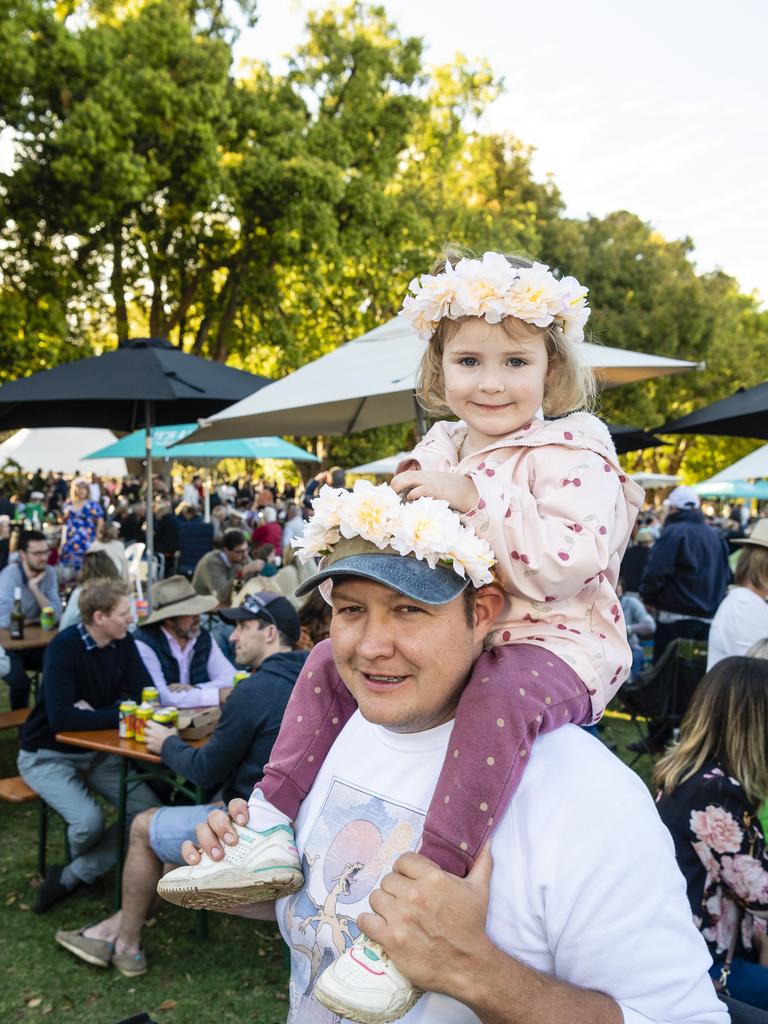 Phil Tippett and daughter Evelyn Tippett at the Festival of Food and Wine, Carnival of Flowers 2022, Saturday, September 10, 2022. Picture: Kevin Farmer