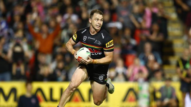 Panthers fullback Dyland Edwards had a barnstormer against the Sea Eagles, scoring four tries. Picture: NRL Imagery.