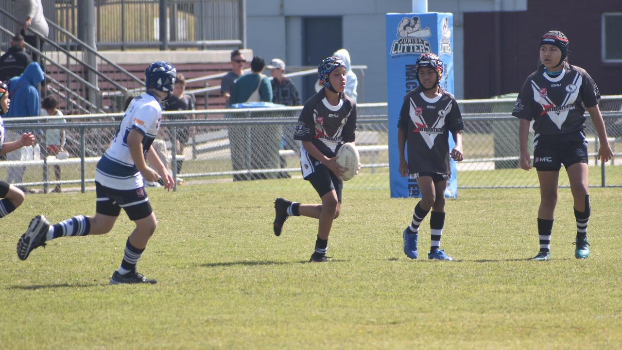 Libaan Hijayussuf in the Magpies and Bulldogs White clash in the RLMD U11 Mixed division at RLMD Fields, August 7, 2021. Picture: Matthew Forrest