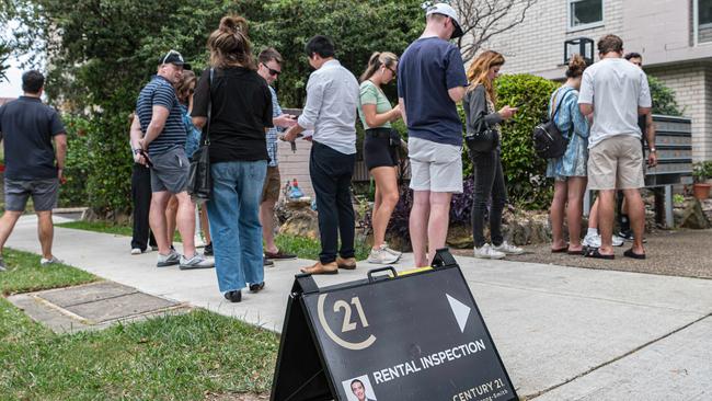 Rental inspection queues illustrate soaring demand. Photo: NCA NewsWire/Flavio Brancaleone