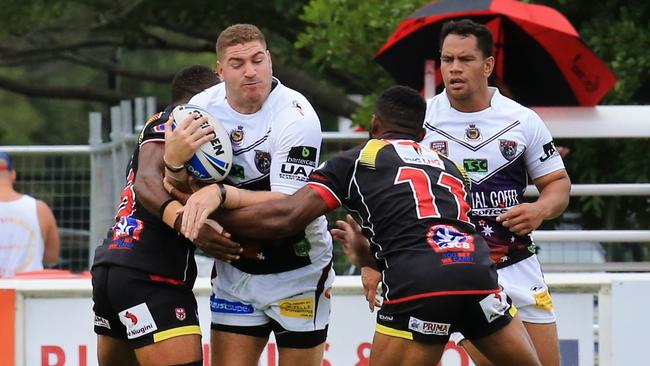 Brenko Lee playing for Burleigh against Papua New Guinea Hunters. Picture: SMP Images