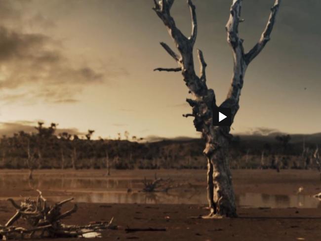 A snapshot from the Albanese Government's Save the Murray Darling Basin Rivers television campaign advertisement, which warns 