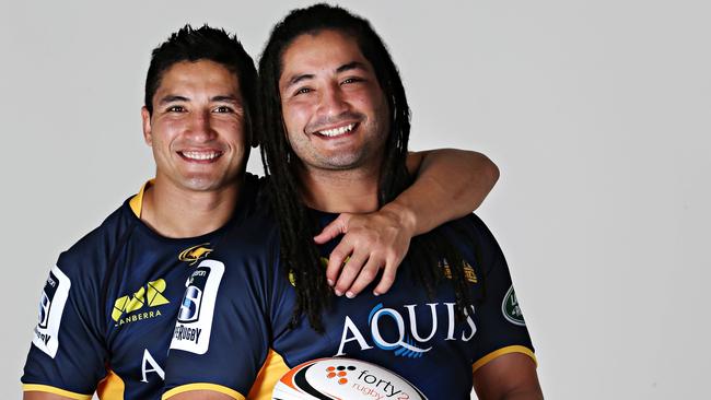 Anthony and Saia Faingaa in Brumbies kit . Pic Annette Dew