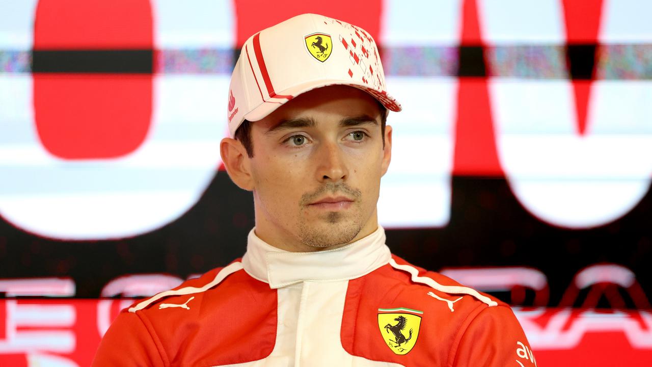 MONTE-CARLO, MONACO - MAY 27: Third placed qualifier Charles Leclerc of Monaco and Ferrari attends the press conference after qualifying ahead of the F1 Grand Prix of Monaco at Circuit de Monaco on May 27, 2023 in Monte-Carlo, Monaco. (Photo by Bryn Lennon/Getty Images)