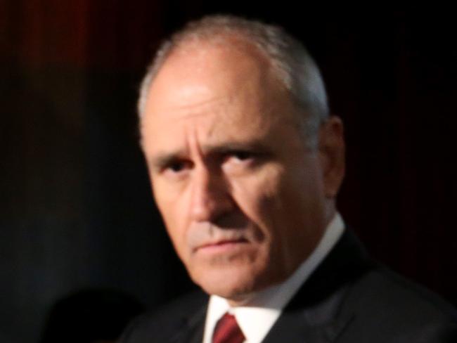 19/12/2018 NAB Chairman Ken Henry and CEO Andrew Thorburn speaking at a press conference after the AGM at Melbourne Convention Centre.Picture : David Geraghty / The Australian.