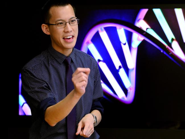 Maths teacher and YouTube star Eddie Woo explains mathematical patterns found in nature and our human DNA. Picture: Mark Brake