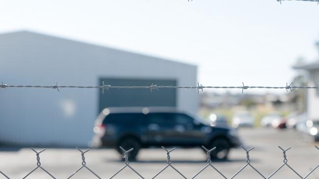 The car that belonged to Joshua Josef Barker, which he allegedly used to murder Dale James Watson in March last year, in a police impound lot in Kings Meadows. Picture: PATRICK GEE