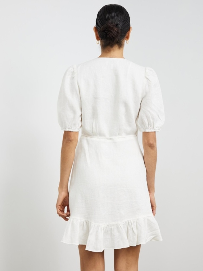 & Other Stories Puff Sleeve Wrap Mini Dress. Picture: THE ICONIC.