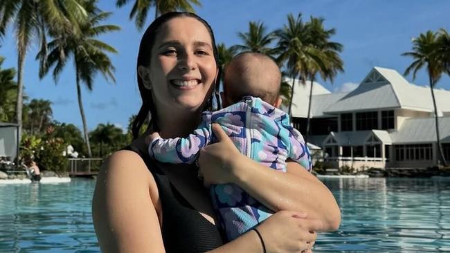 Adelaide restaurateur and MasterChef star Laura Sharrad with her baby Florence. Picture: Facebook