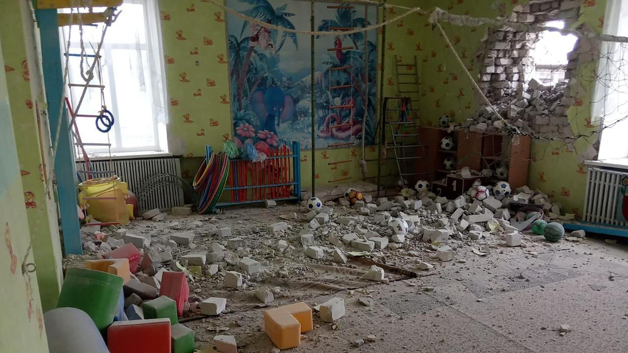 Ukrainian officials claim pro-Russian forces bombed a nursery in Luhansk. Picture: Ukrainian Joint Forces Operation press-service/AFP