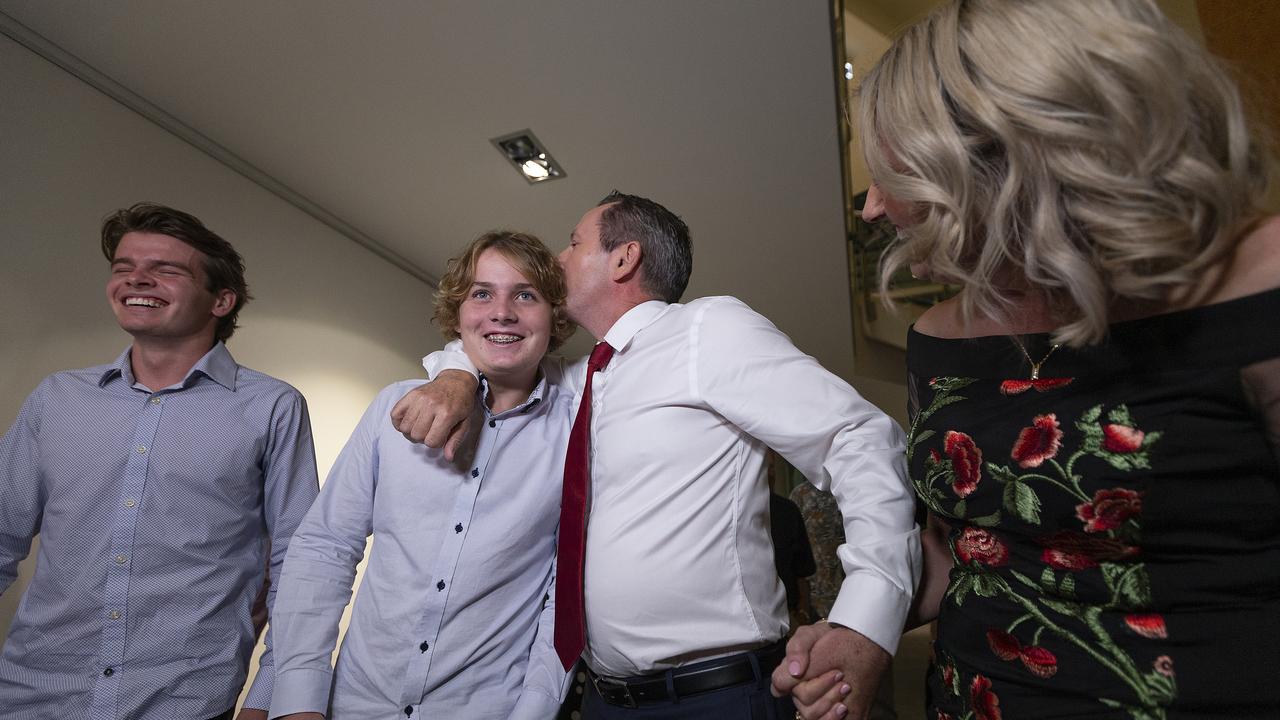 WA Premier Mark McGowan celebrates victory with his family. Picture: Will Russell/Getty Images